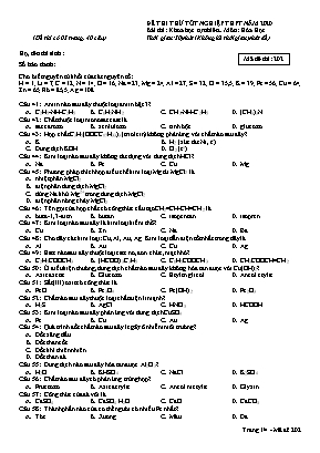Đề thi thử THPT quốc gia năm 2020 môn Hóa học - Đề số 202